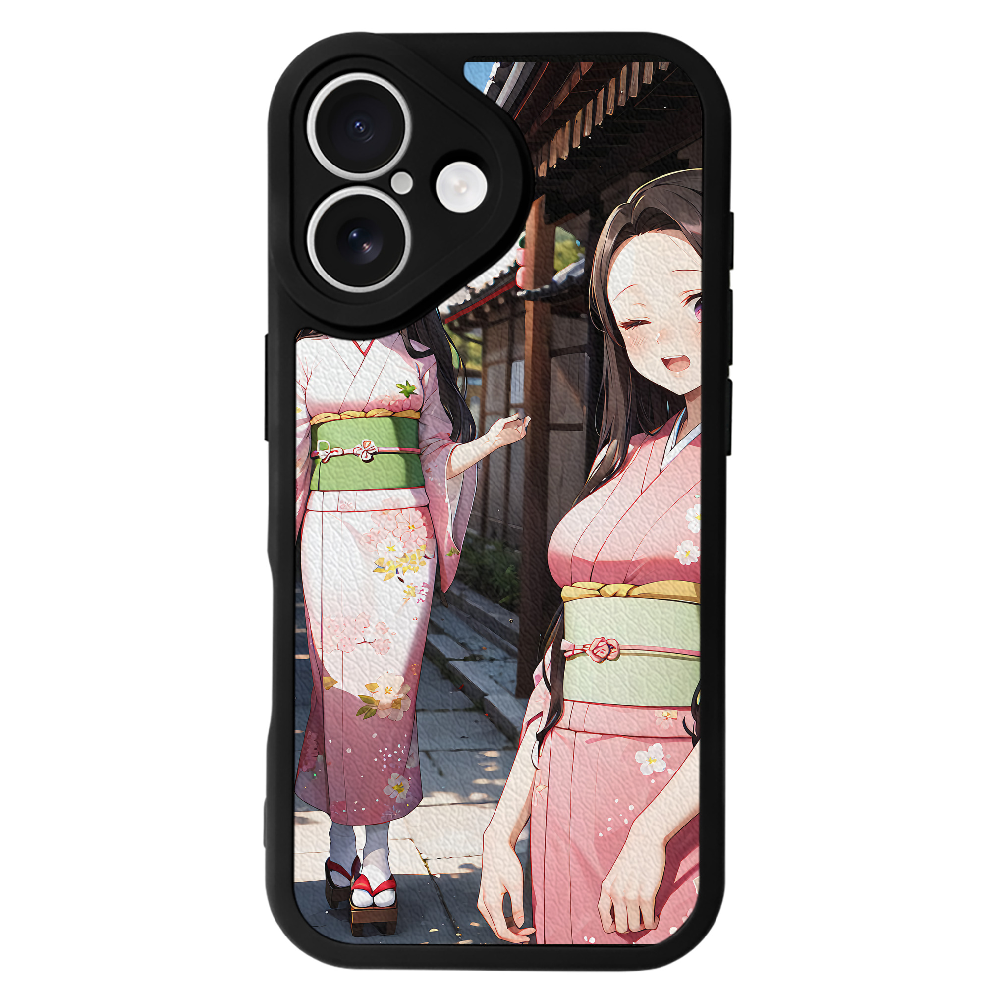 （画像用） 鬼滅の刃（きめつのやいば）竈門 禰󠄀豆子／かまど ねずこ Kamado Nezuko 【iPhone 16シリーズ対応】シリコンスマホケース（レザー調） 材質：シリコン